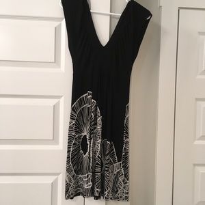 Liquid Black Dress with Cream Floral Detail